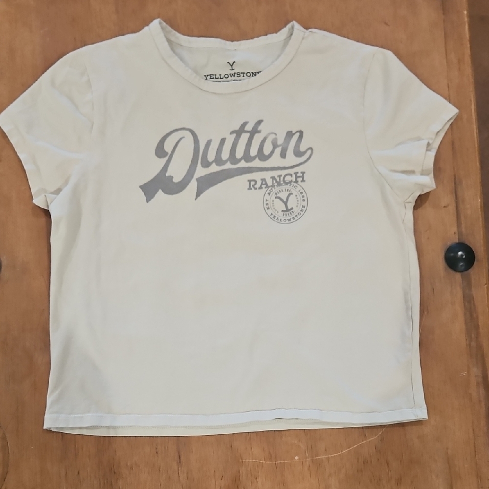 Hybrid Apparel Cream and Gray Graphic T-shirt